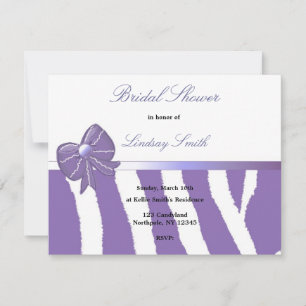 Purple Zebra Imprimer nuptiale douche Invitation