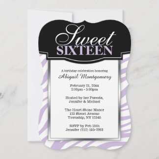 Purple Zebra Imprimer Sweet 16 Invitations Anniver