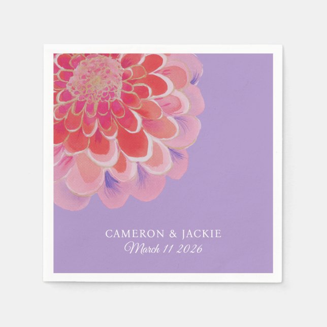 Purple Zinnia Summer Wedding Serviette (Vorderseite)
