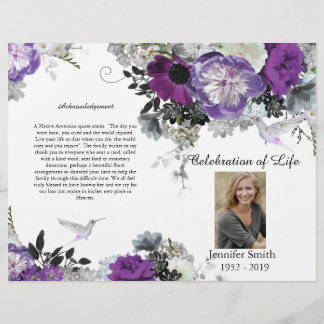 PurplePeony Hummingbird Beuneral Program Flyer