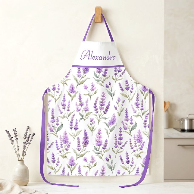PurpleSage Green Lavender Custom Name Apron Schürze (Von Creator hochgeladen)