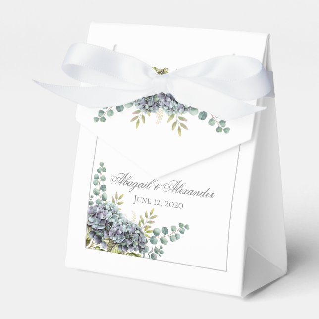 Purplish Hydrangeas Eucalyptus Favor Box Geschenkschachtel (Vorderseite)