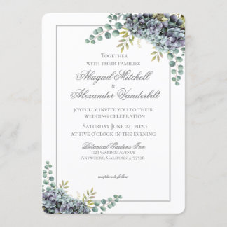 Purplish Hydrangeas Eucalyptus Wedding Einladung