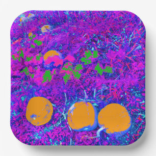 Purplish Pumpkin Field in Pop Art Style Pappteller