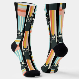 Purpur gestreift - Quirky Cat Stripes Muster Socken