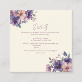 Purpur, rosa Blume auf der Hochzeitskarte Begleitkarte