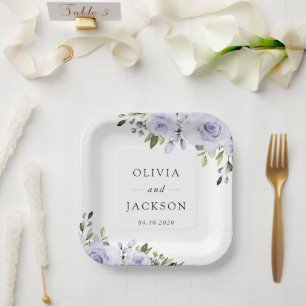 Purpurblumen, Lilac-Blume, Blumenzehen Pappteller