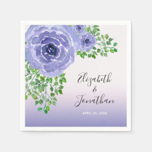Purpurblumen und Grüne Hochzeit Serviette