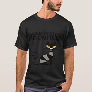 Purpures hässliches Halloween Cat Design T Shirt