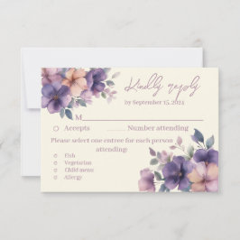 Purpurfarbene, rosa Blume, die RSVP-Karte hochhalt Mitteilungskarte