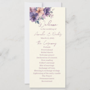 Purpurfarbene, rosa Blume zum Hochzeitsprogramm