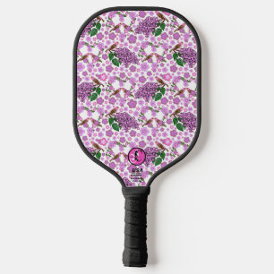 Purpurfinken Vögel und Fliederblüten Herzen Pickleball Schläger