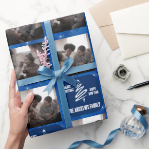 Purpurina geométrico azul de foto known de navi geschenkpapier
