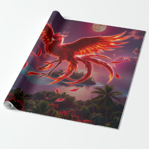 Purpurroter Phönix der mondbeschienenen Gezeiten. Geschenkpapier