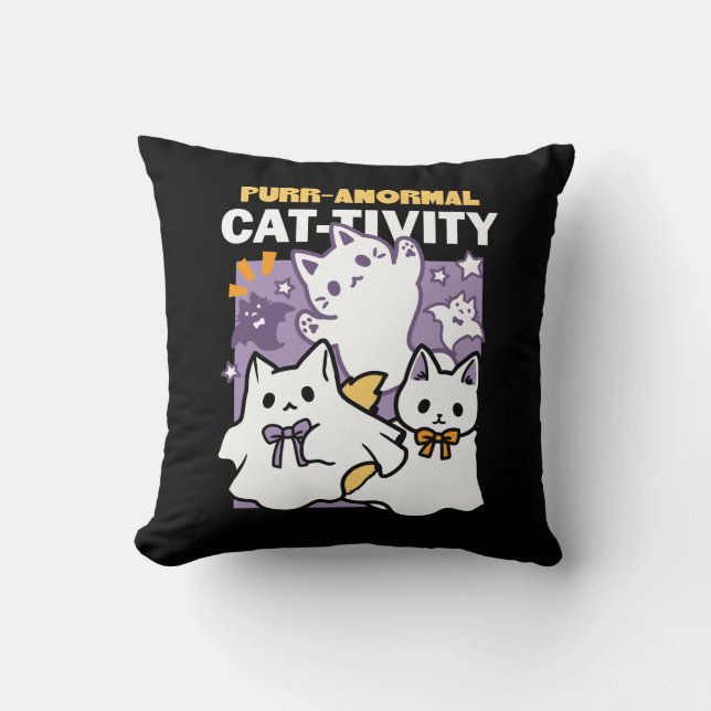 Purr-anormale Katzenbildung - Halloween-Katzen-Des Kissen (Vorderseite)