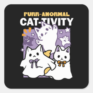 Purr-anormale Katzenbildung - Halloween-Katzen-Des Quadratischer Aufkleber