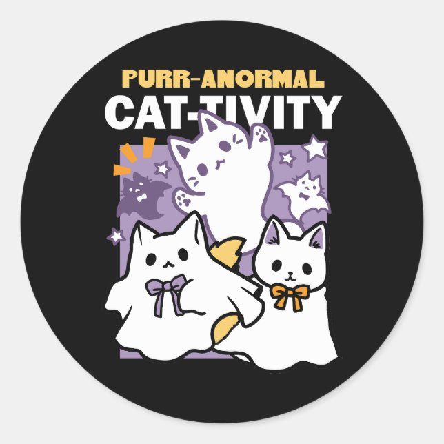 Purr-anormale Katzenbildung - Halloween-Katzen-Des Runder Aufkleber (Vorderseite)