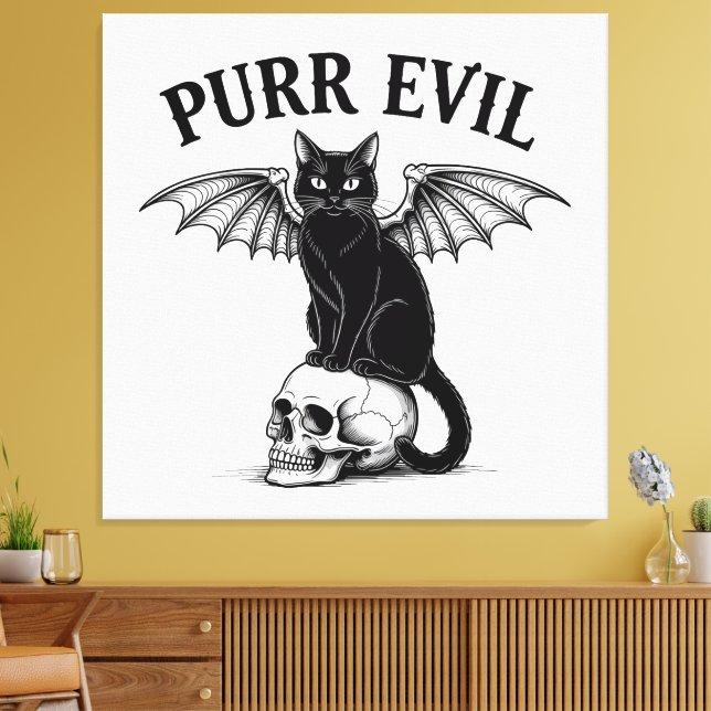 Purr Evil Cat Leinwanddruck (Insitu (Wohnzimmer))