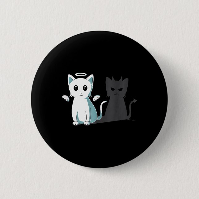 Purr Evil Devil Cat Happy Halloween Cat Angel Devi Button (Vorderseite)