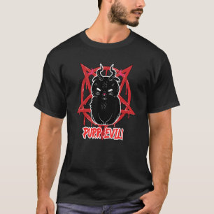 Purr Evil Satanic Black Cat Devil Pentagram T-Shirt