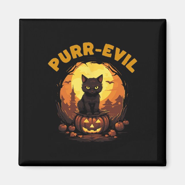 Purr-Evil Spuk Cat Halloween Magnet (Vorne)