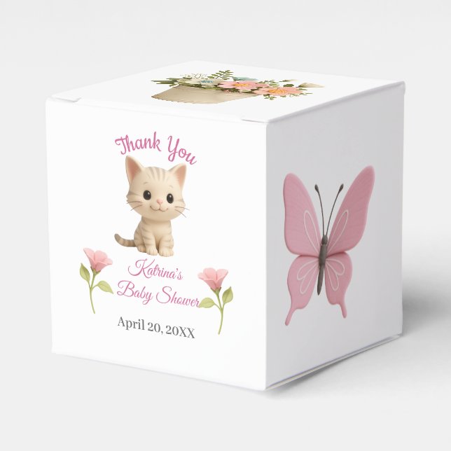 Purr-fect Baby Girl Kitten Babydusche Geschenkschachtel (Vorderseite)