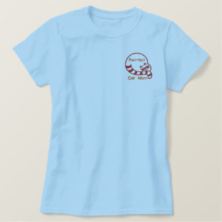 Purr-fect Cat-Mama Besticktes T-Shirt
