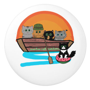 Purr-fect-Flussboot Keramikknauf