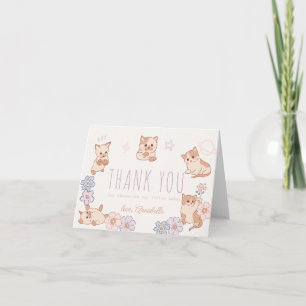 Purr-fect Niedliche Katzen Blumenmädchen Babydusch Dankeskarte