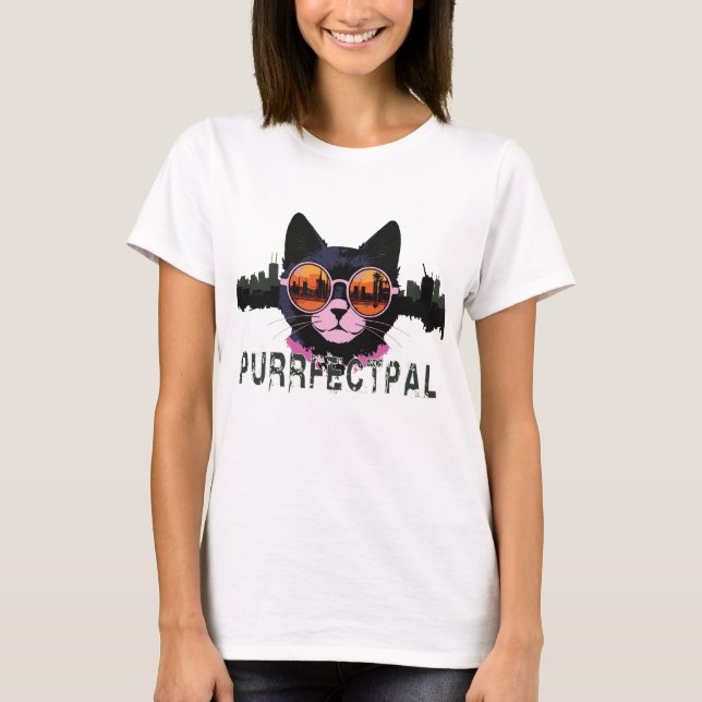 "Purr-fect Pal" Vintage Cat Sunglasses Tee  (Vorderseite)