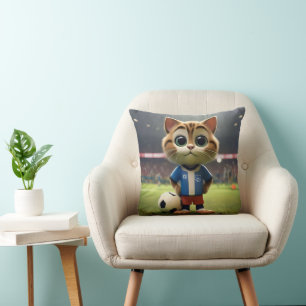"Purr-fect-Striker: Die 3D-Fußball-Katze" Kissen