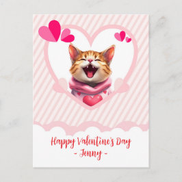 Purr-fect Valentine Adorable Cat in einem Herzrahm Feiertagspostkarte