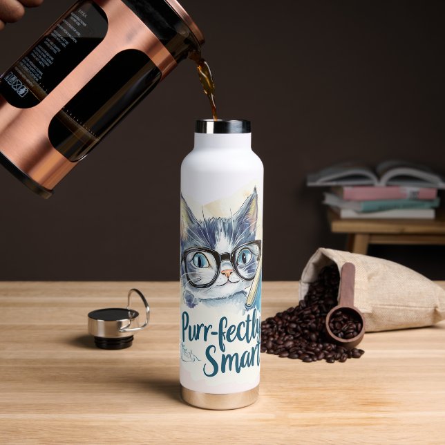 🐱 Purr-fectly Smart 📚 Trinkflasche (Kaffee)