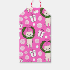 Purr-fein gefeiert: Pink Kitty Wine Bag Geschenkanhänger