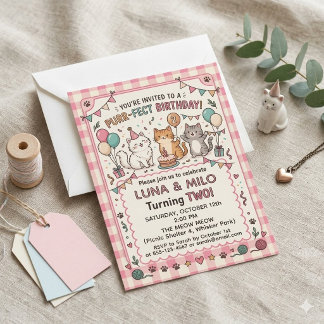 Purr-fekte Geburtstags-Einladung zum 2. Geburtstag Einladung