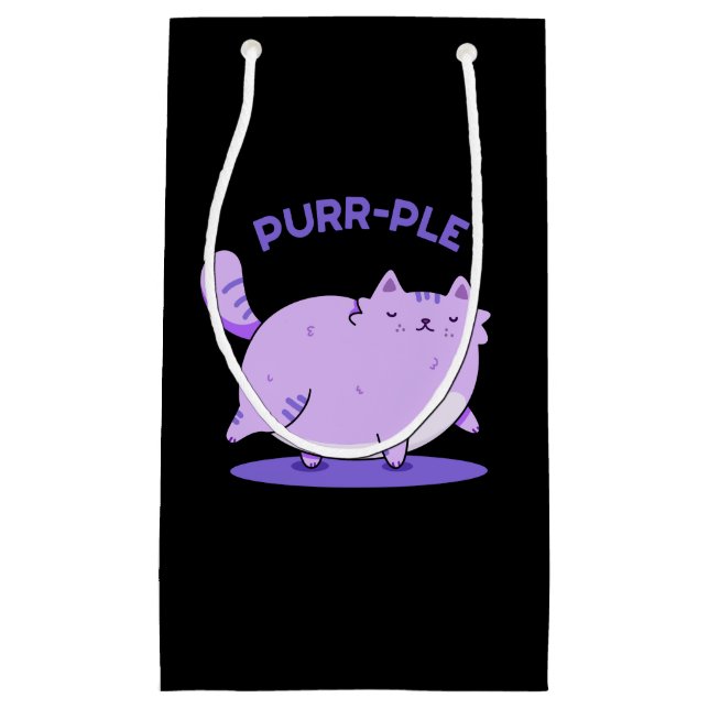 Purr Funny Fat Kitty Cat Pun Dark BG Kleine Geschenktüte (Vorderseite)