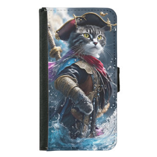 Purr-perfekt einzigartig: Monocolor Cat Pirate Geldbeutel Hülle Für Das Samsung Galaxy S5