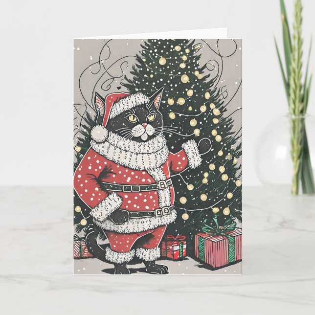 Purr pur Grumpy Christmas Cat Grußkarte Karte (Vorderseite)