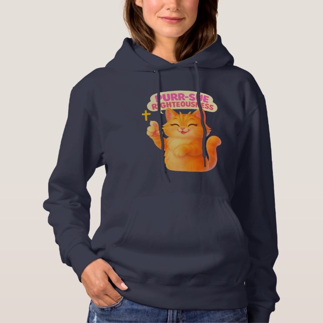Purr-sue Righteousness - Christian Hoodie (Vorderseite)