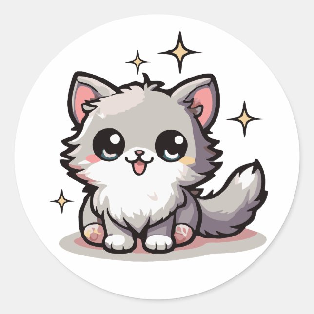 Purr-süß-katzenartige Designs Runder Aufkleber (Vorderseite)