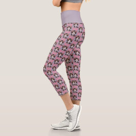 Purr-süßer Chibi Kawaii Kitten in Pink Capri Leggings