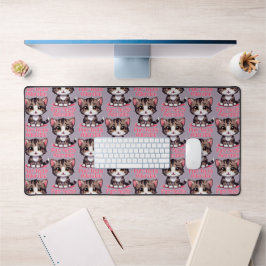Purr-süßer Chibi Kawaii Kitten in Pink Schreibtischunterlage