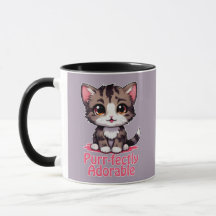 Purr-süßer Chibi Kawaii Kitten in Pink
