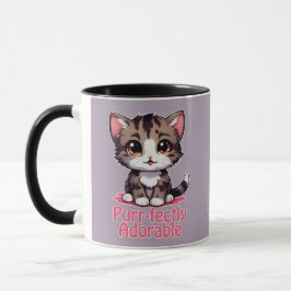 Purr-süßer Chibi Kawaii Kitten in Pink Tasse