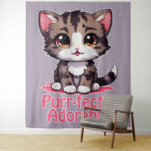 Purr-süßer Chibi Kawaii Kitten in Pink