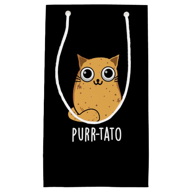 Purr tato Funny Cat Potato Pun Dark BG Kleine Geschenktüte (Vorderseite)