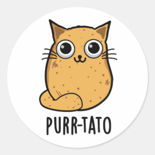 Purr tato Funny Cat Potato Pun Runder Aufkleber