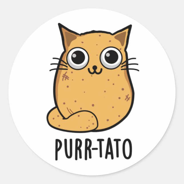 Purr tato Funny Cat Potato Pun Runder Aufkleber (Vorderseite)