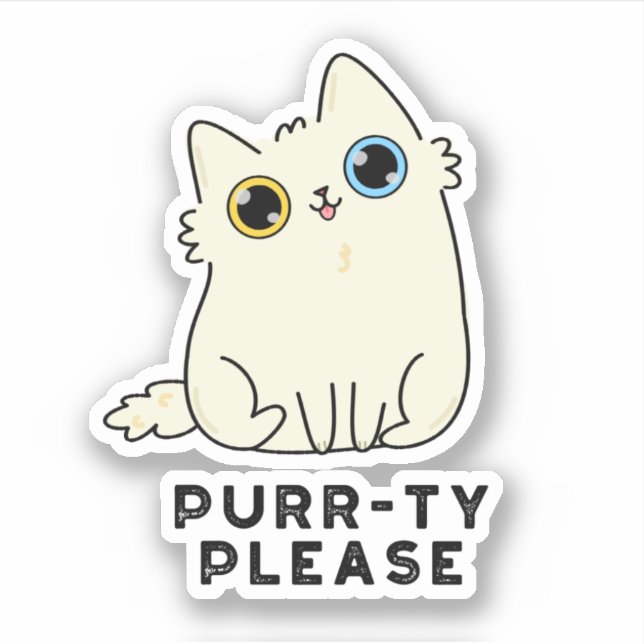 Purr-ty bitte lustige Kitty Cat Pun Aufkleber (Vorderseite)