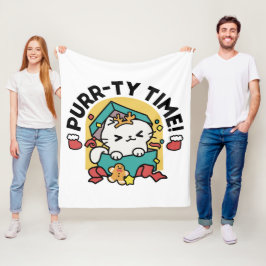Purr-ty-Time! - Weihnachtsdesign für die Katze Fleecedecke
